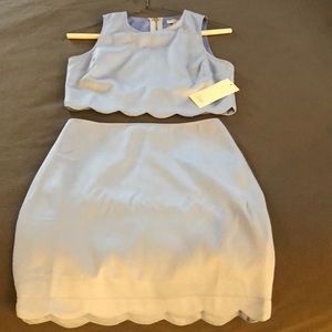 Tobi Crop top and skirt. Powder blue